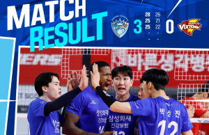 남자배구 삼성화재, ‘5연승’ 단독 1위로 1R 마무리