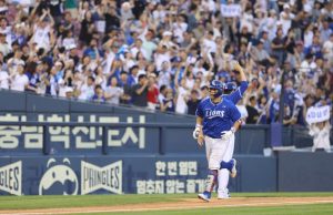 ‘삼성 강민호의 스리런’ 삼성, 두산 꺾고 2위 사수